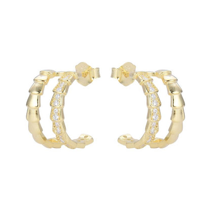 Medias argollas de plata, bañadas en oro