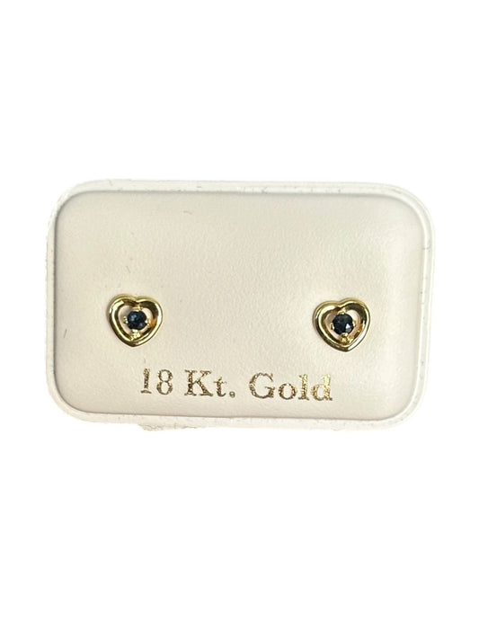 Mini corazones con zafiro natural en Oro de 18 kilates – Aretes de rosca
