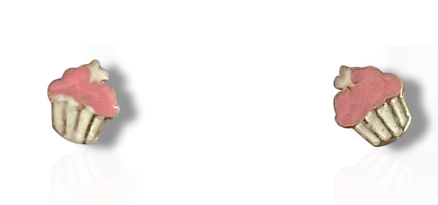 Mini cupcakes en Oro de 10 kilates – Aretes de rosca