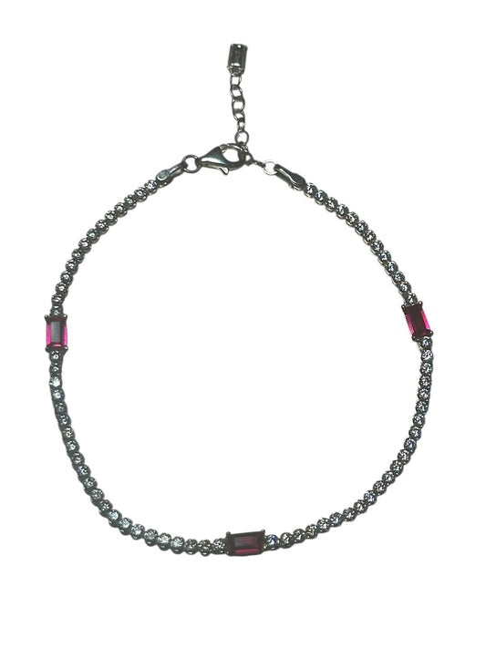 Pulsera estilo tenis con detalles rubí – Oro 10K con piedras de laboratorio