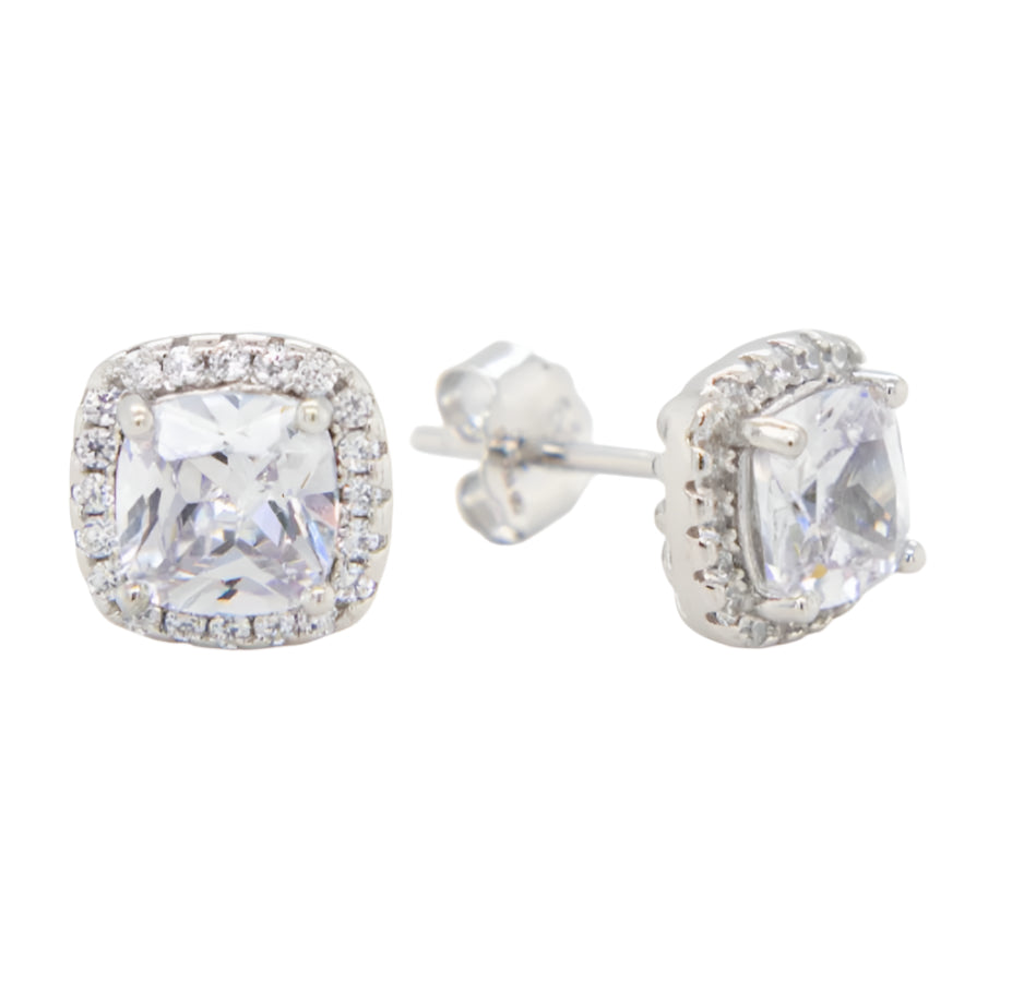 Studs de Plata Rodinada en Forma de Cuadril