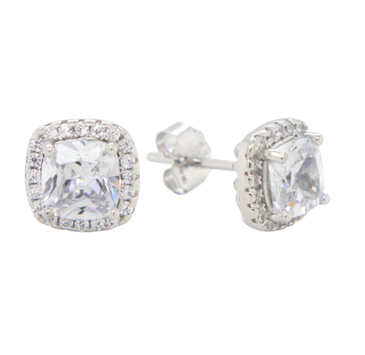 Studs de Plata Rodinada en Forma de Cuadril