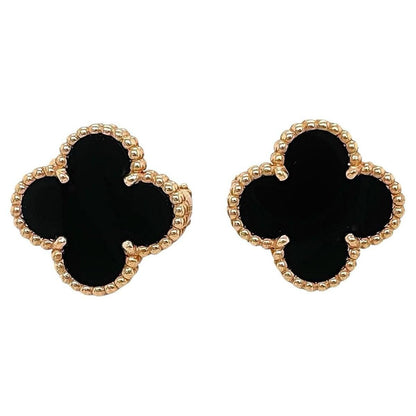 Studs pequeños de plata 925 bañados en oro con Onyx