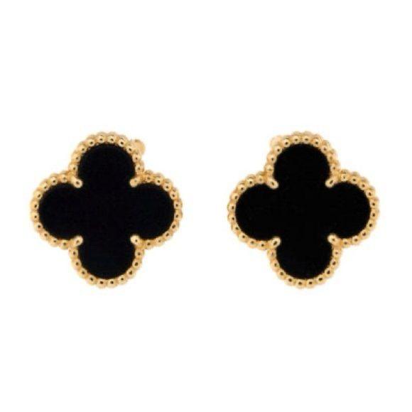 Studs pequeños de plata 925 bañados en oro con Onyx
