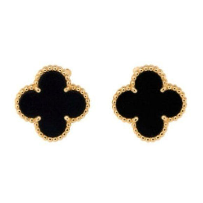 Studs pequeños de plata 925 bañados en oro con Onyx