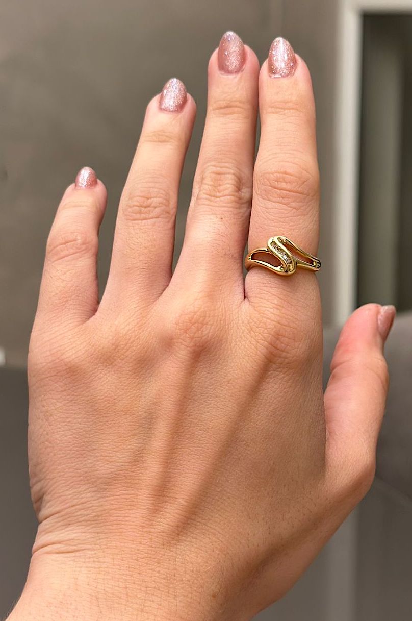 Anillo de Oro de 14K con Brillantes en forma de baguette