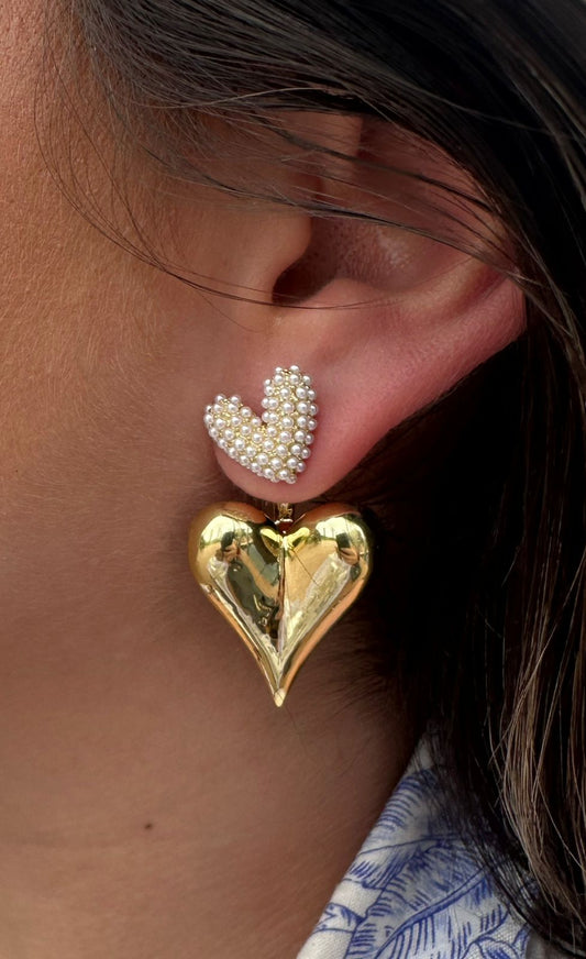 Aretes de corazon bañado en oro