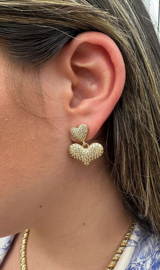 Aretes de corazon con circones en pave