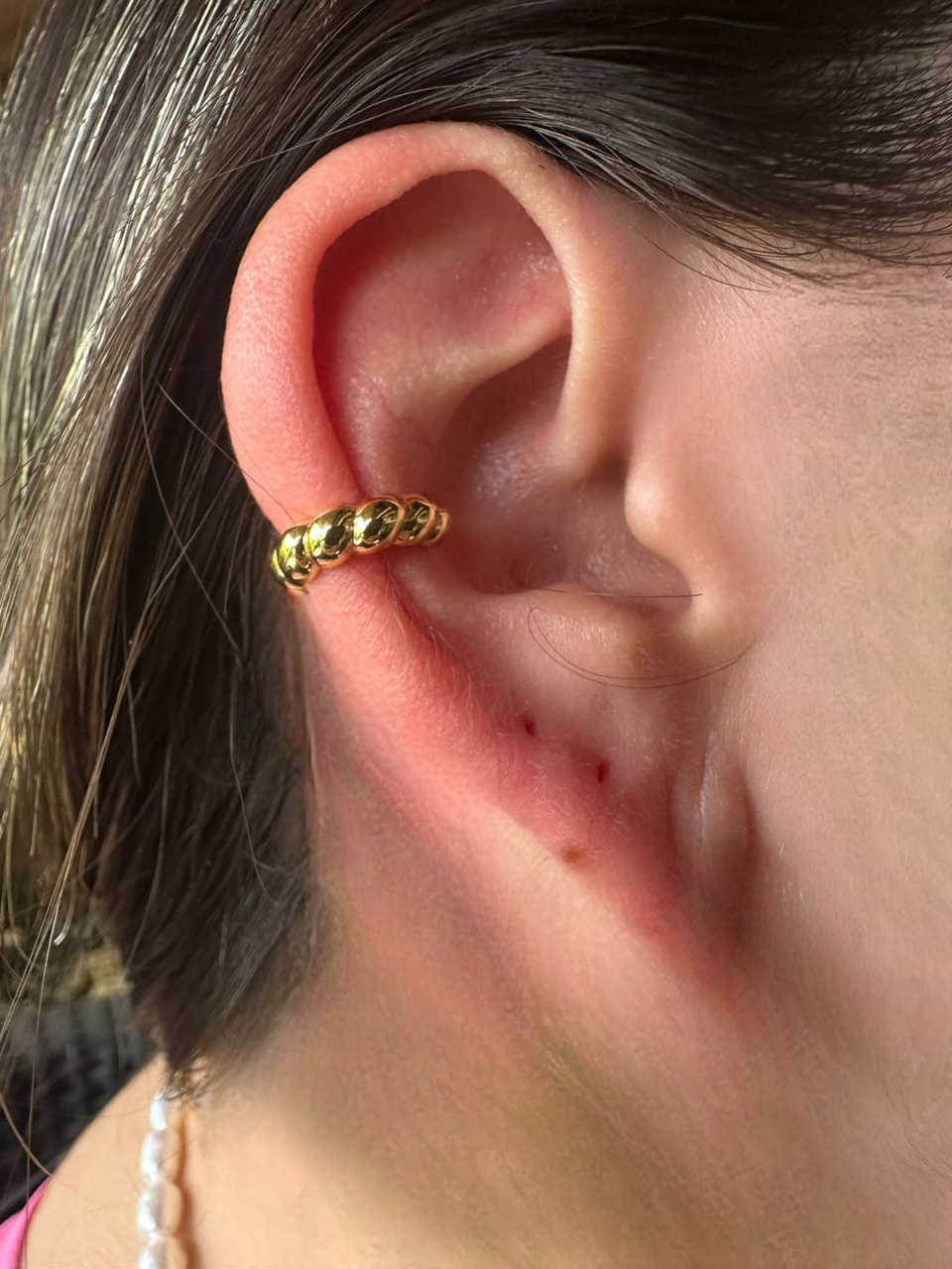 Ear cuff de cuerda delgado bañado en oro