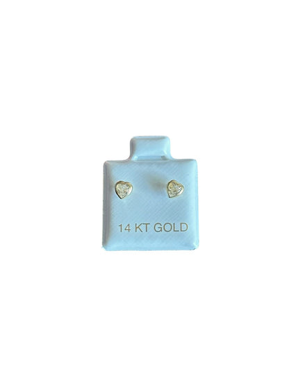 Corazoncitos brillantes en Oro de 14 kilates – Aretes de rosca