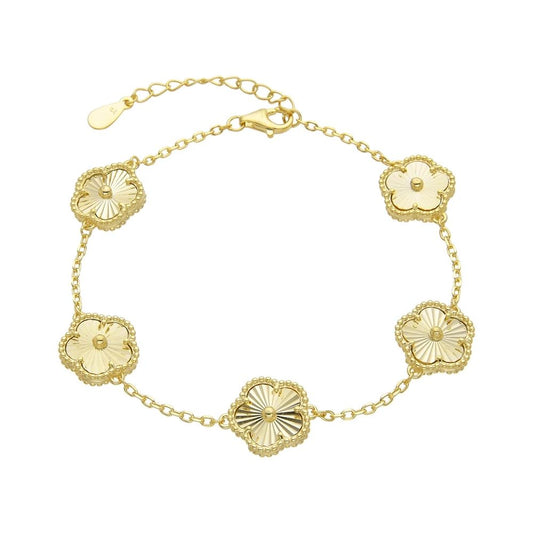 Pulsera de flores de plata bañada en oro