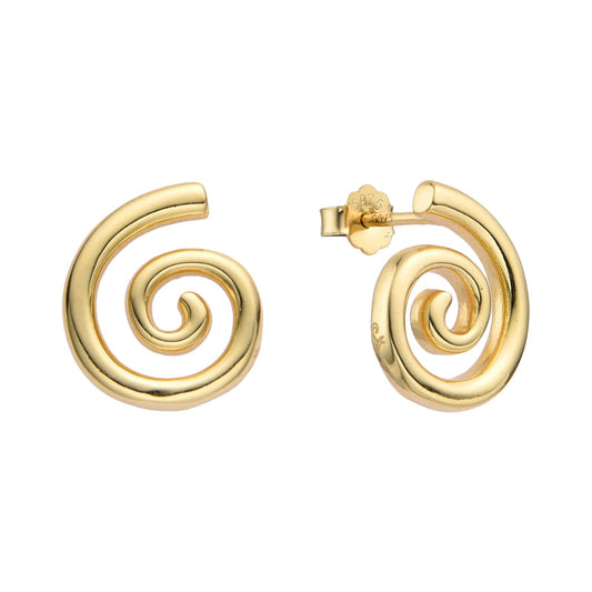 Aretes de Plata Bañados en Oro de Espiral