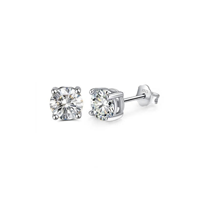 Studs de Plata Rodinada con Moissanitas 1ct