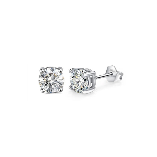 Studs de Plata Rodinada con Moissanitas 1ct