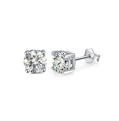 Studs de Plata Rodinada con Moissanitas 2ct