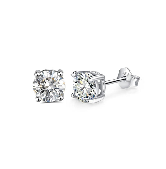Studs de Plata Rodinada con Moissanitas 2ct