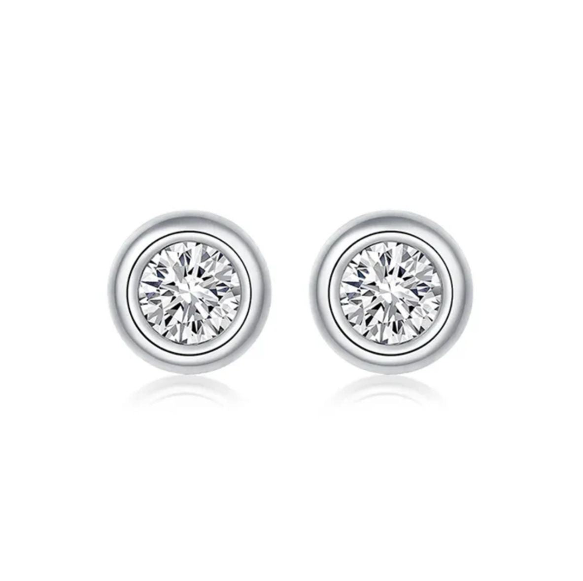 Studs de Plata Rodinada con Moissanitas biselados 1ct