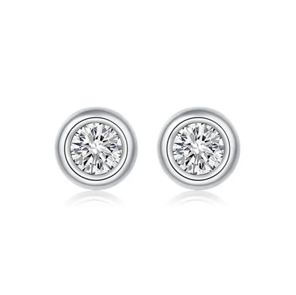 Studs de Plata Rodinada con Moissanitas biselados 1ct