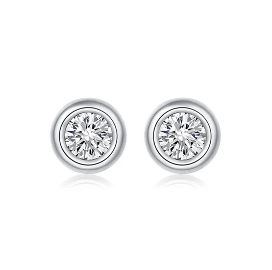 Studs de Plata Rodinada con Moissanitas biselados 1ct