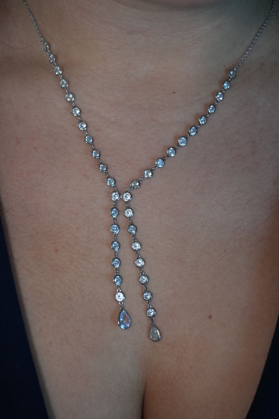 Collar de Plata Rodinada Estilo Corbatin