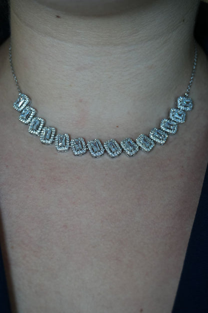Collar Chapado en Rodio con Baguettes estilo tennis