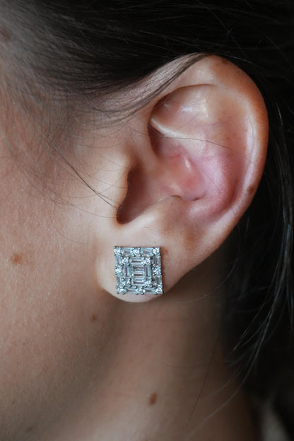 Aretes de Plata Rodinada de cuadril de baguettes