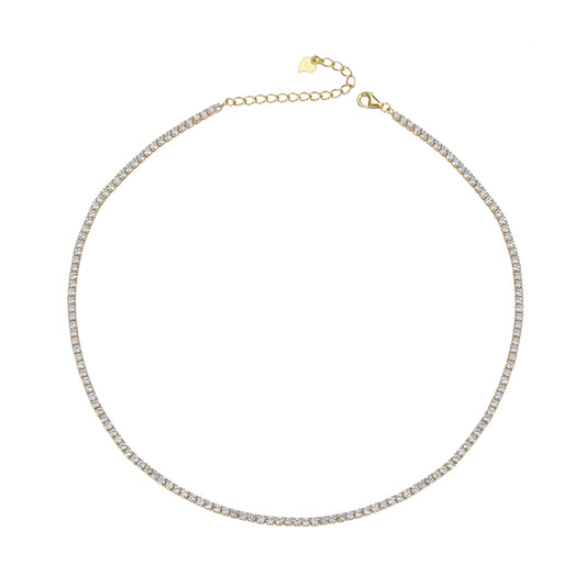 Collar 'Tennis de Oro Amarillo' de Plata Bañado en Oro Amarillo