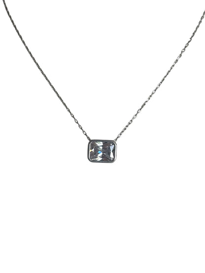 Éclat Carré – Collar en Plata 925 rodinada con gema de laboratorio