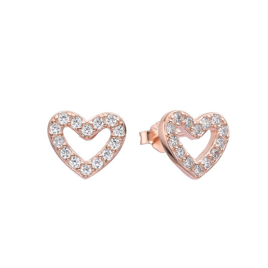 Aretes "Corazon" de Plata Bañados en Oro Rosado