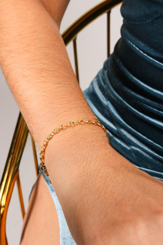 pulsera de oro de 18k con clips