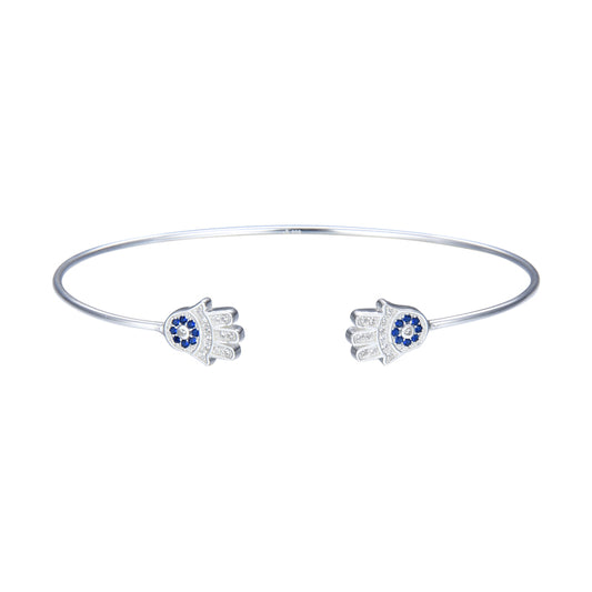 Pulsera de Plata con Manitas de Hamsa y Ojos Turcos