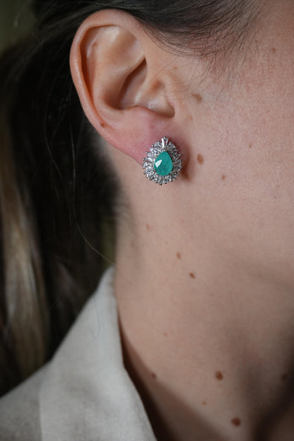 Verde Imperial – Aretes en Plata Rodinada con Gema en Tono Esmeralda