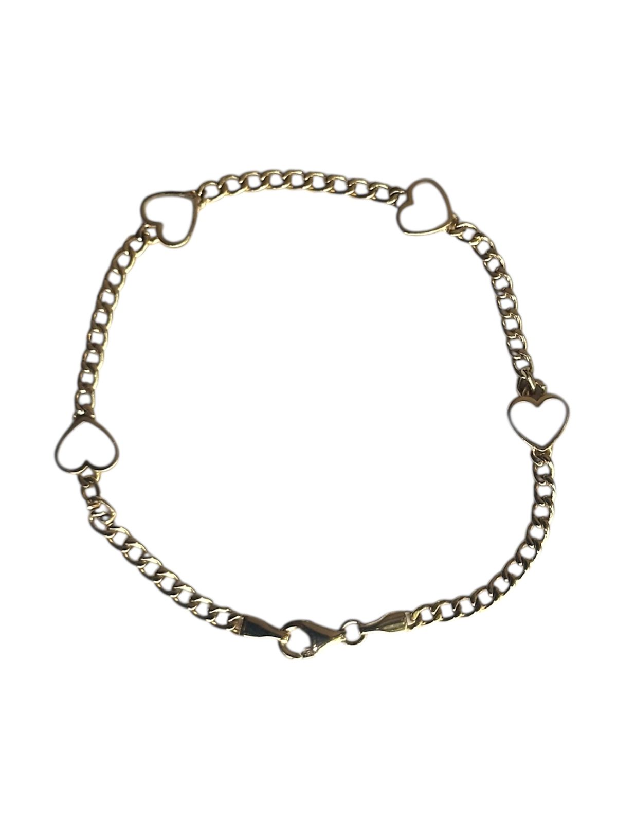 Cœurs de Perle – Pulsera de corazones en Oro 14K con madre perla natural