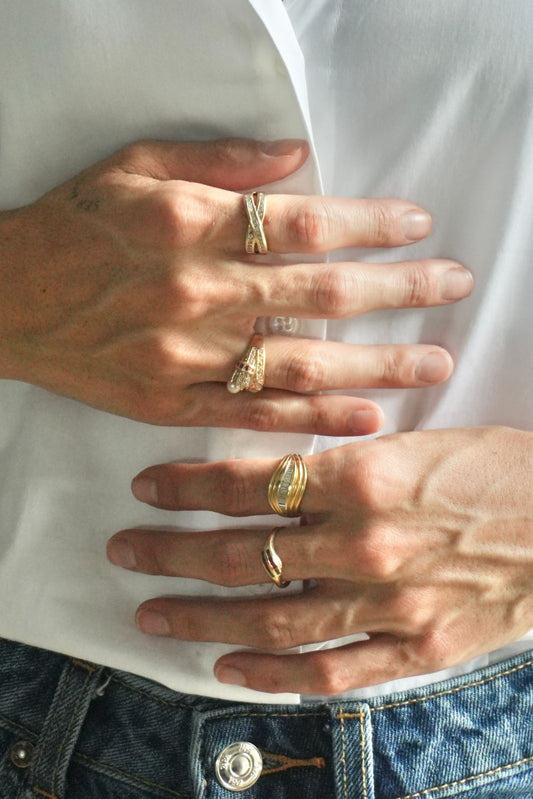 Anillo de 14K con Diamantes en Baguettes