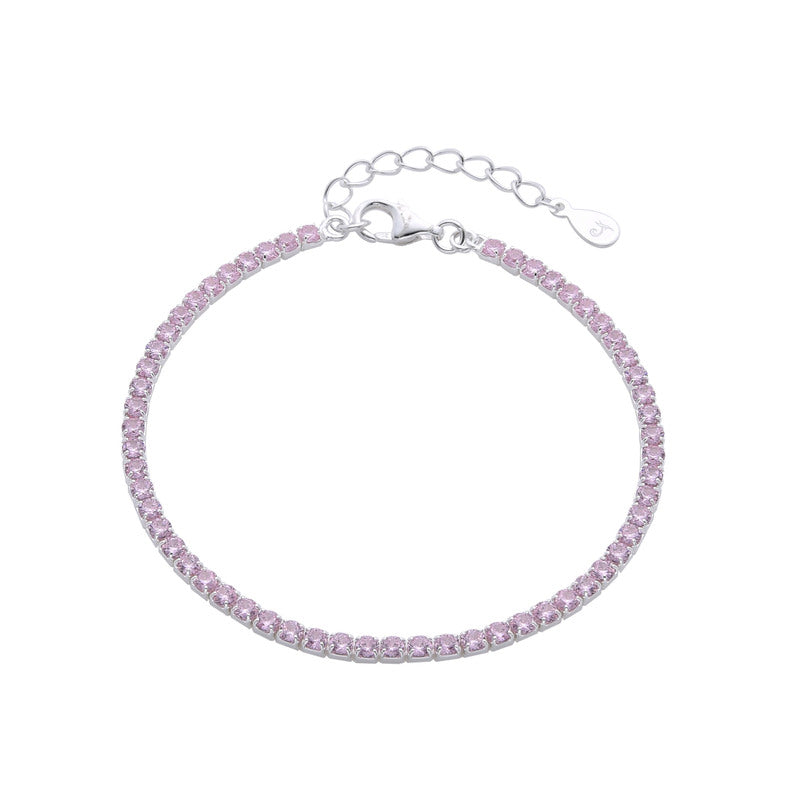 Pink Silver Tennis Bracelet